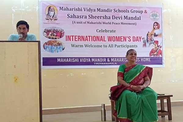 International Women?s Day was celebrated at Maharishi Vidya Mandir Tiruvannamalai on 8th March 2023 under the banner Sahasrasheersha Devi Mandal, female wing of Maharishi World Peace Movement. 
